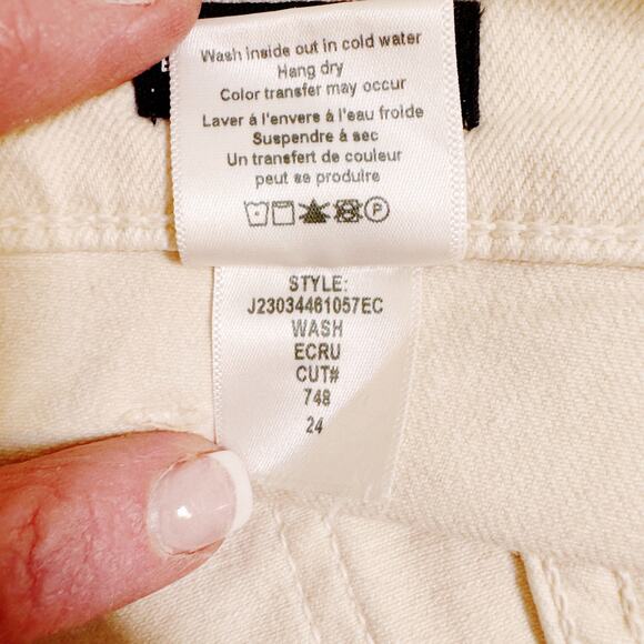 Veronica Beard | Women's Ecru Sheridan Flare High Rise Jeans | Size: 24 - Picture 8 of 8